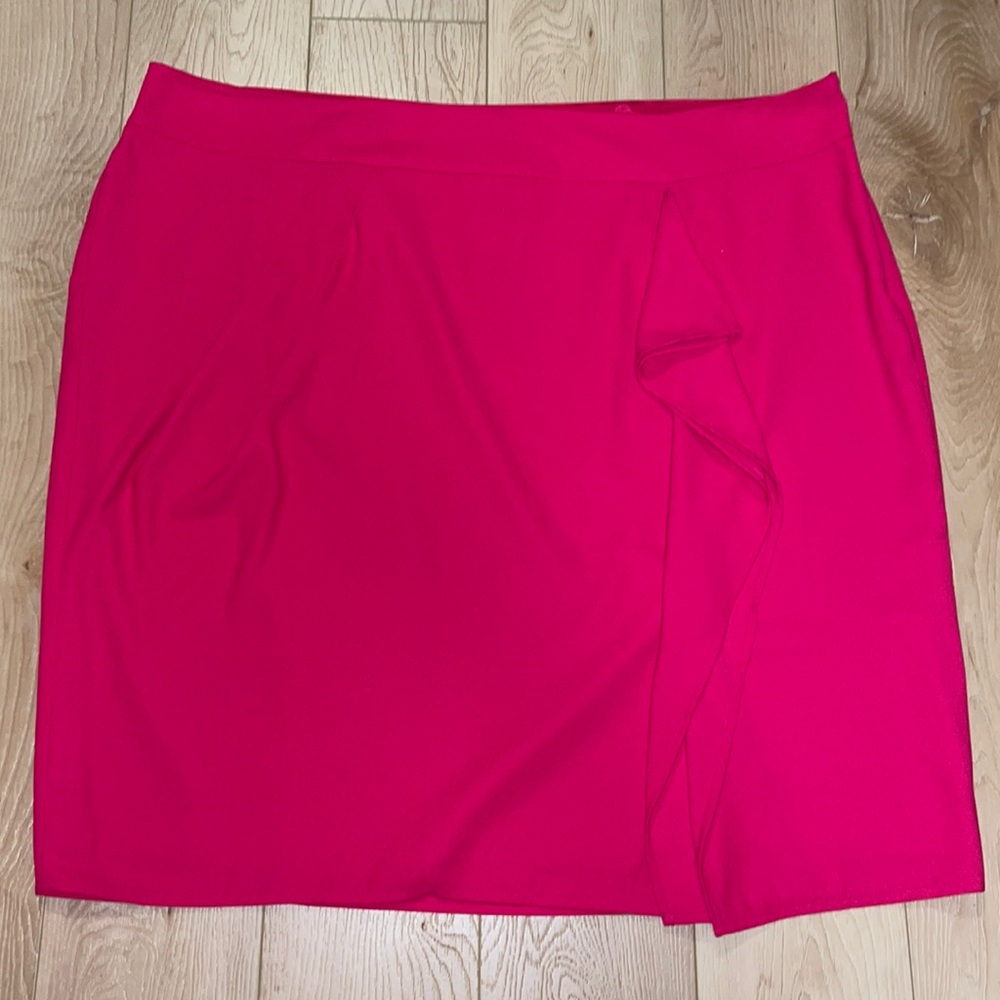 424 Fifth - Lord & Taylor Cascade Ruffle Front Miniskirt, Pink, sz 24W